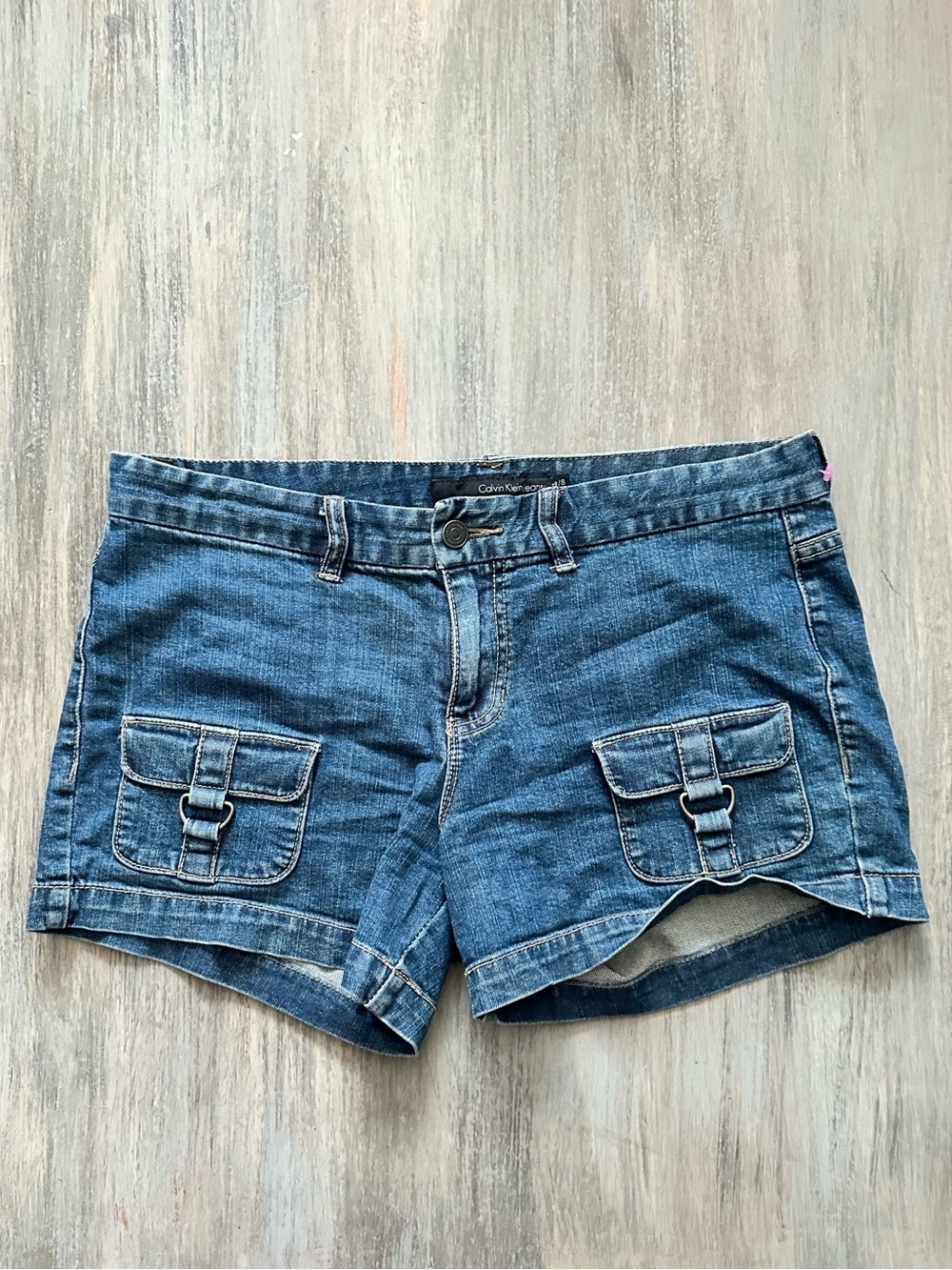 Calvin Klein Blue Denim Cargo Pocket Shorts